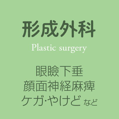 形成外科 Plastic surgery 眼瞼下垂・顔面神経麻痺・怪我・やけど など